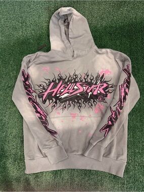 Helstar Gray & Pink Graphic Hoodie - Hellstar Pullover